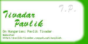 tivadar pavlik business card